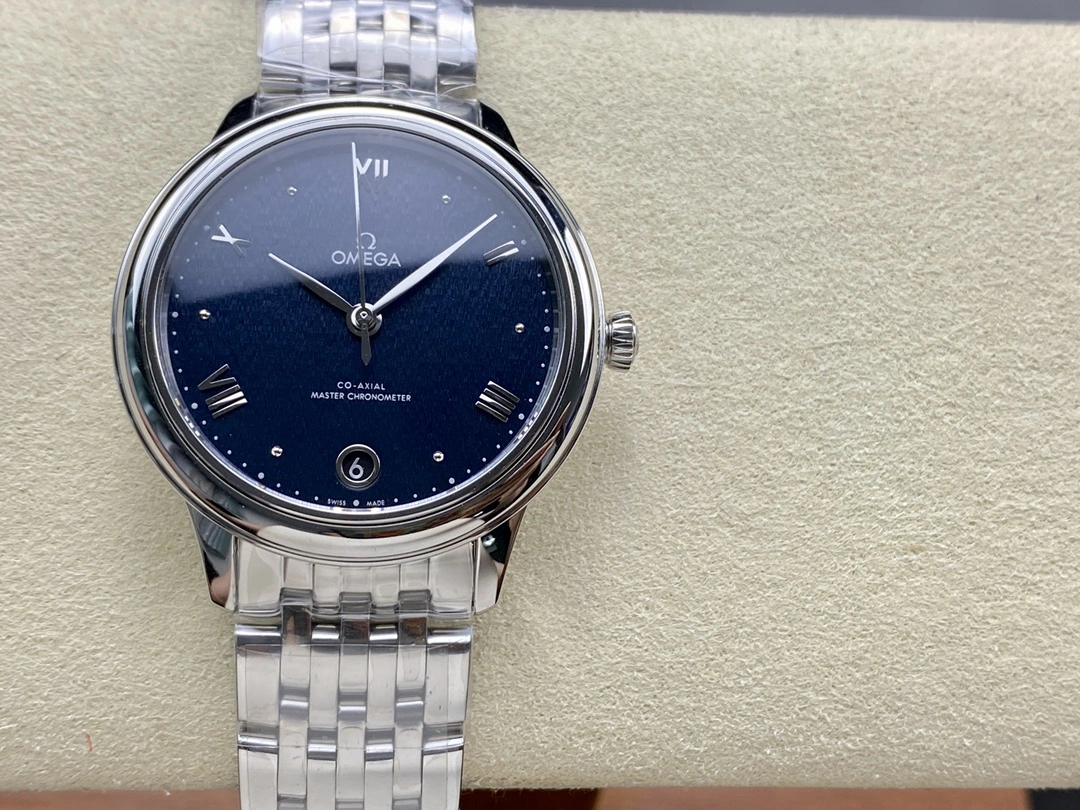 FashionForward CBD Factory Omega De Ville Prestige 40mm Dark Blue Dial Stainless Steel Bracelet (434.10.40.20.03.001) 1:1 Super Clone – DD8800 Movement 338
